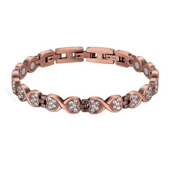 Copper Magnetic Bracelets for Women with Sparkling Zirconia