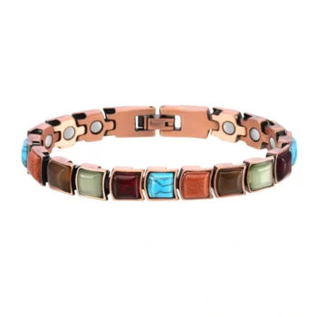 Natural Turquoise Copper Magnetic Bracelet for Women