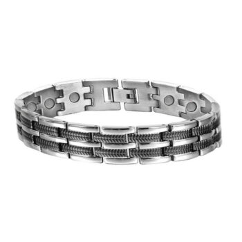 Silver and Black Titanium Magnetic Bracelets