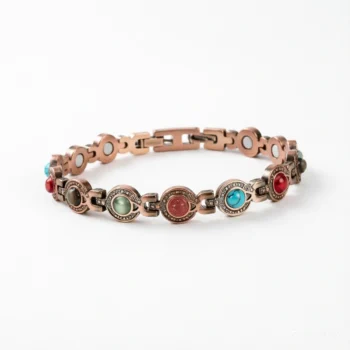 Pure Copper Magnetic Adjustable Natural Stones Bracelets for Women - Circular -Pain Relief & Wellness Therapy