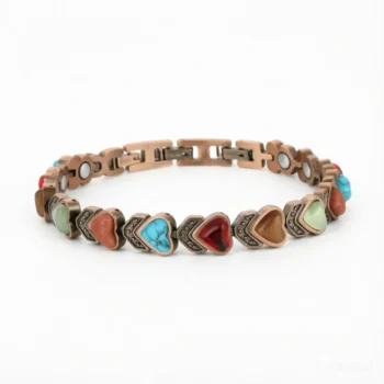 Pure Copper Magnetic Adjustable Natural Stones Bracelets for Women - Heart Bloom - Pain Relief & Wellness Therapy