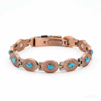 Pure Copper Magnetic Adjustable Natural Stones Bracelets for Women - Ocean Oval - Pain Relief & Wellness Therapy