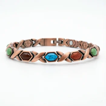 Pure Copper Magnetic Adjustable Natural Stones Bracelets for Women - Serenity X - Pain Relief & Wellness Therapy