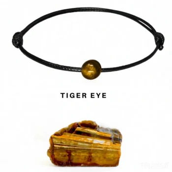 Tiger’s Eye Bead Bracelet – Adjustable Wax Nylon Cord