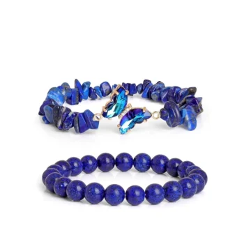 Lapis Lazuli Butterfly Charms Healing Stone Layered Bracelet