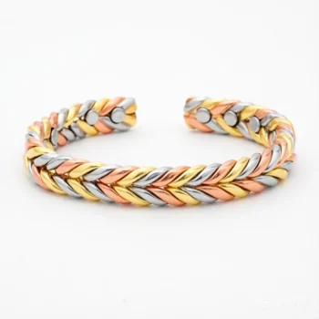 Woven Copper Magnetic Bracelet Cuff