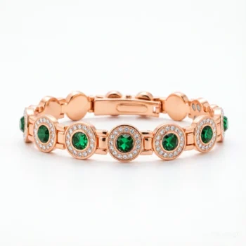 Women's Pure Copper Crystal Bracelet, 4X Ultra Strength Magnetic Therapy Bangle Sparkle Sphere - Emerald
