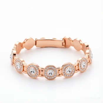 Women's Pure Copper Crystal Bracelet, 4X Ultra Strength Magnetic Therapy Bangle Sparkle Sphere - Rose Gold