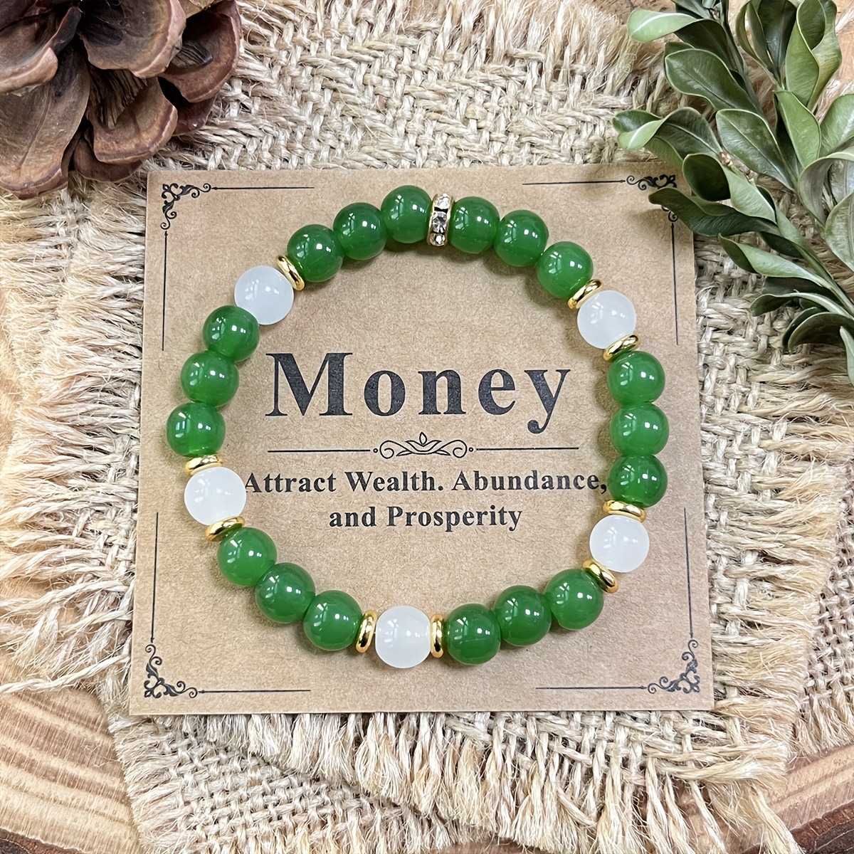 Bohemian Vintage Green "Money" Crystal Bracelet – Handcrafted Natural Stone Jewelry - Image 6