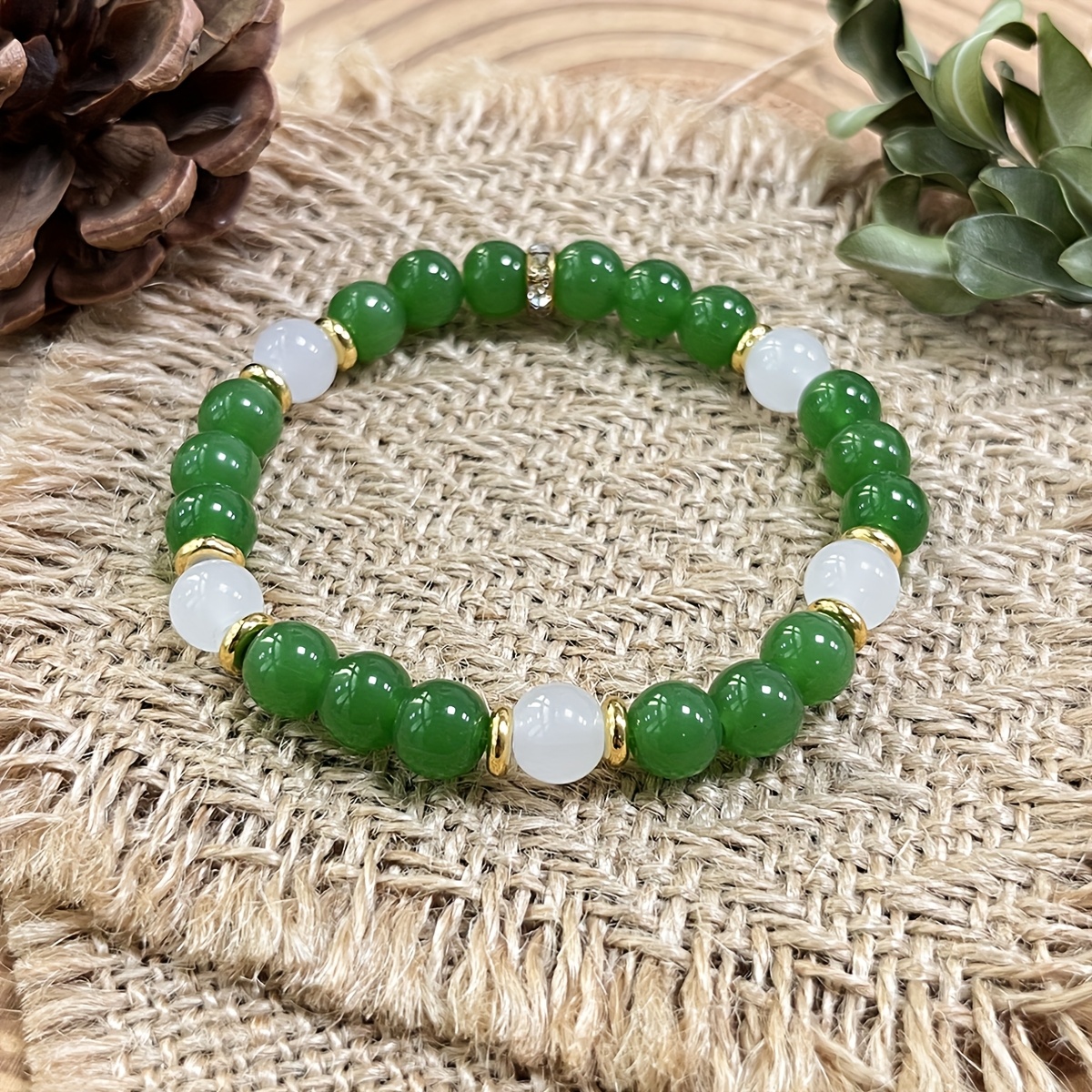 Bohemian Vintage Green "Money" Crystal Bracelet – Handcrafted Natural Stone Jewelry - Image 5