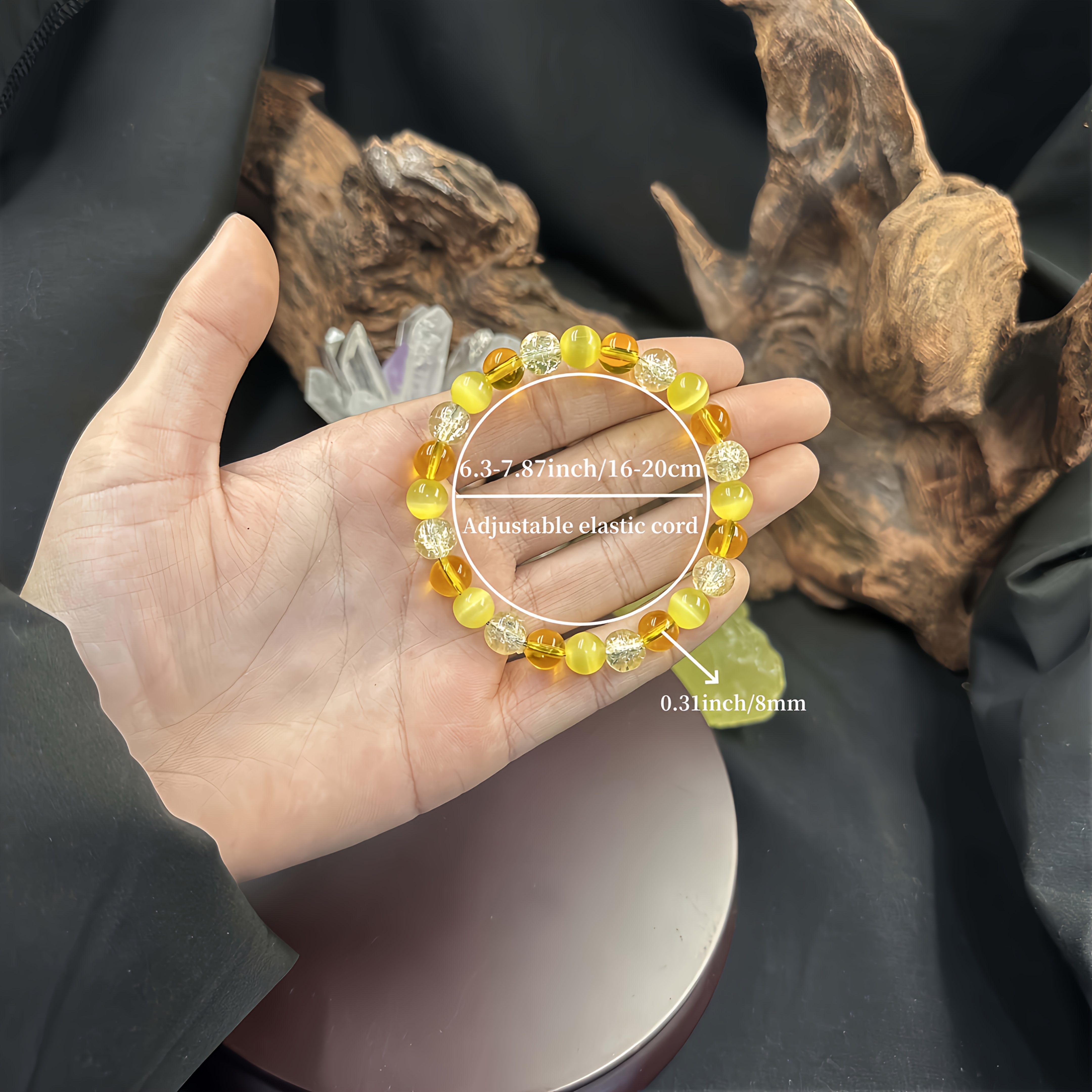 Yellow Sparkle "Money" Crystal Bracelet – Citrine, Rutilated Quartz & Gold-Tone Jewelry - Image 5