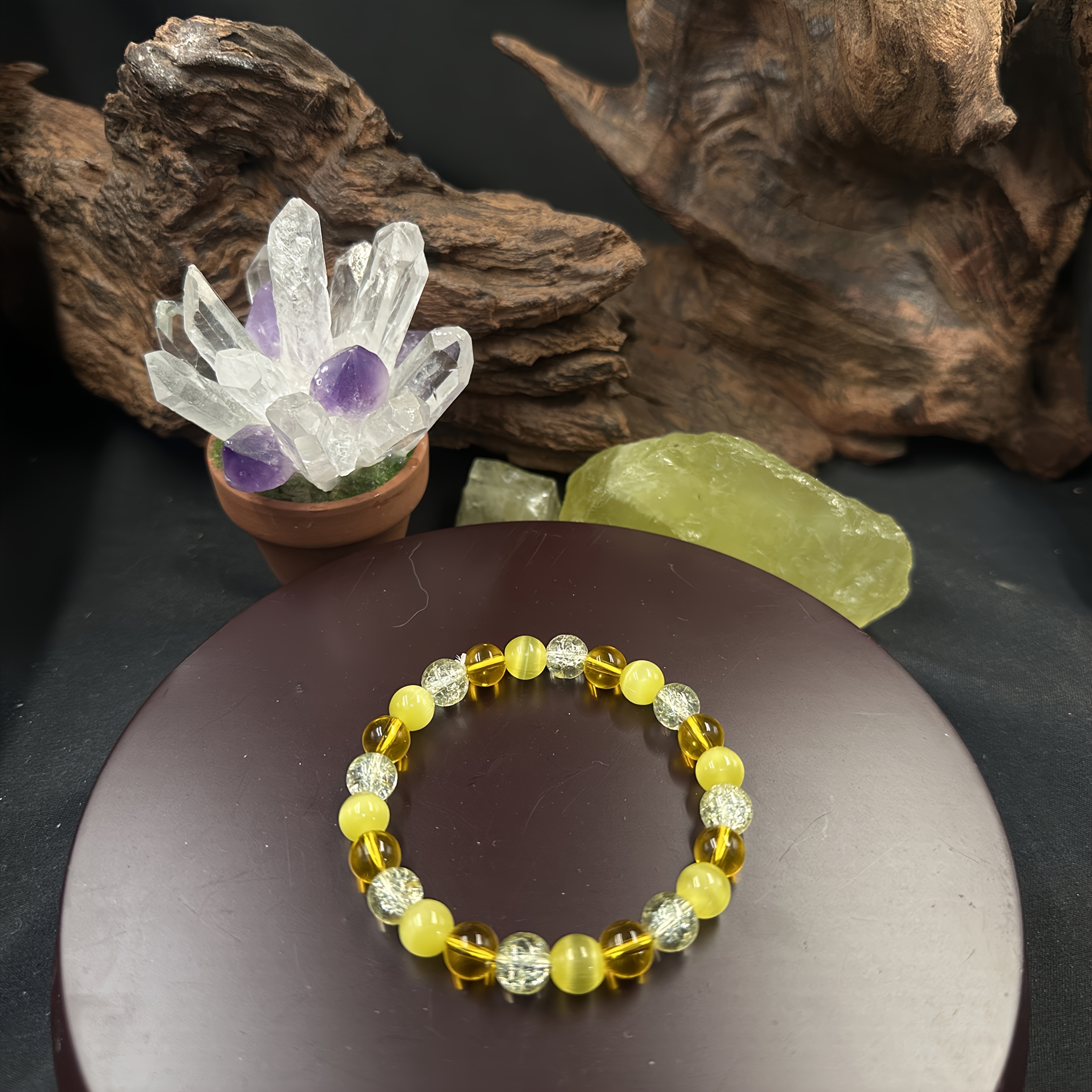 Yellow Sparkle "Money" Crystal Bracelet – Citrine, Rutilated Quartz & Gold-Tone Jewelry - Image 4