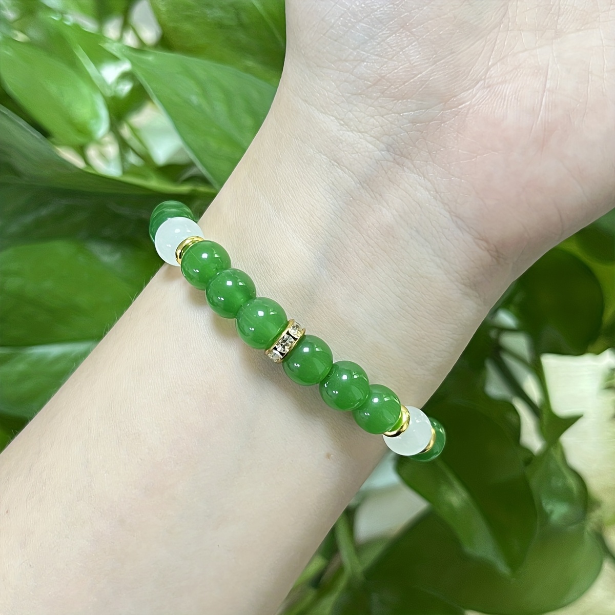 Bohemian Vintage Green "Money" Crystal Bracelet – Handcrafted Natural Stone Jewelry - Image 2