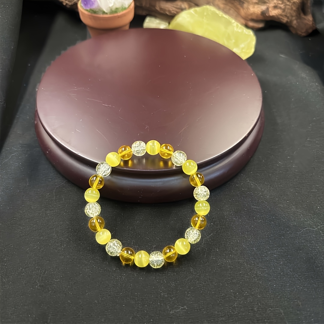 Yellow Sparkle "Money" Crystal Bracelet – Citrine, Rutilated Quartz & Gold-Tone Jewelry - Image 2