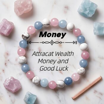 "Multi-Treasure" Emotional Balance Crystal Bracelet – Rose Quartz, Aquamarine & White Turquoise Crystal Jewelry
