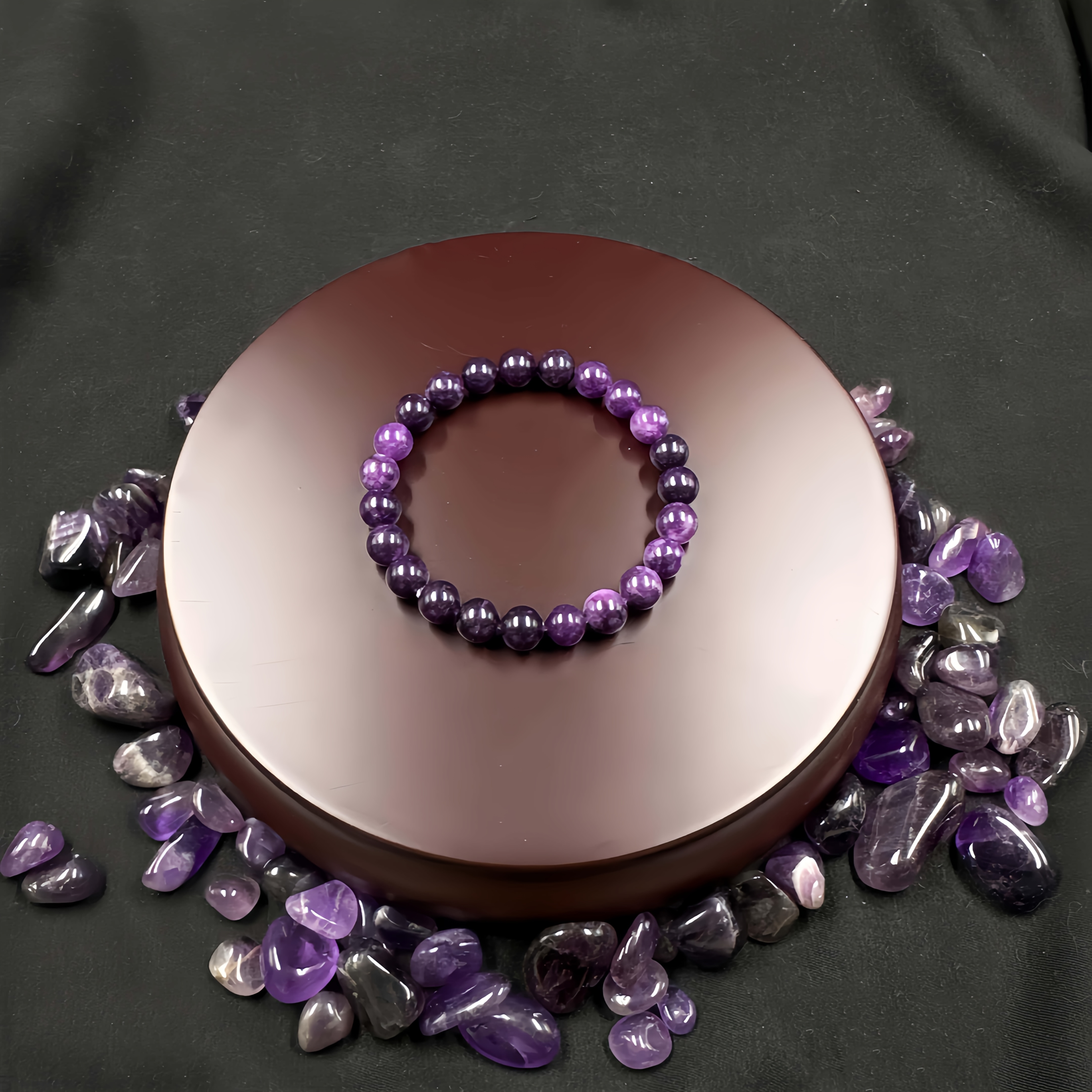 Natural Amethyst Beaded Bracelet | Handmade Healing Jewelry - Image 5