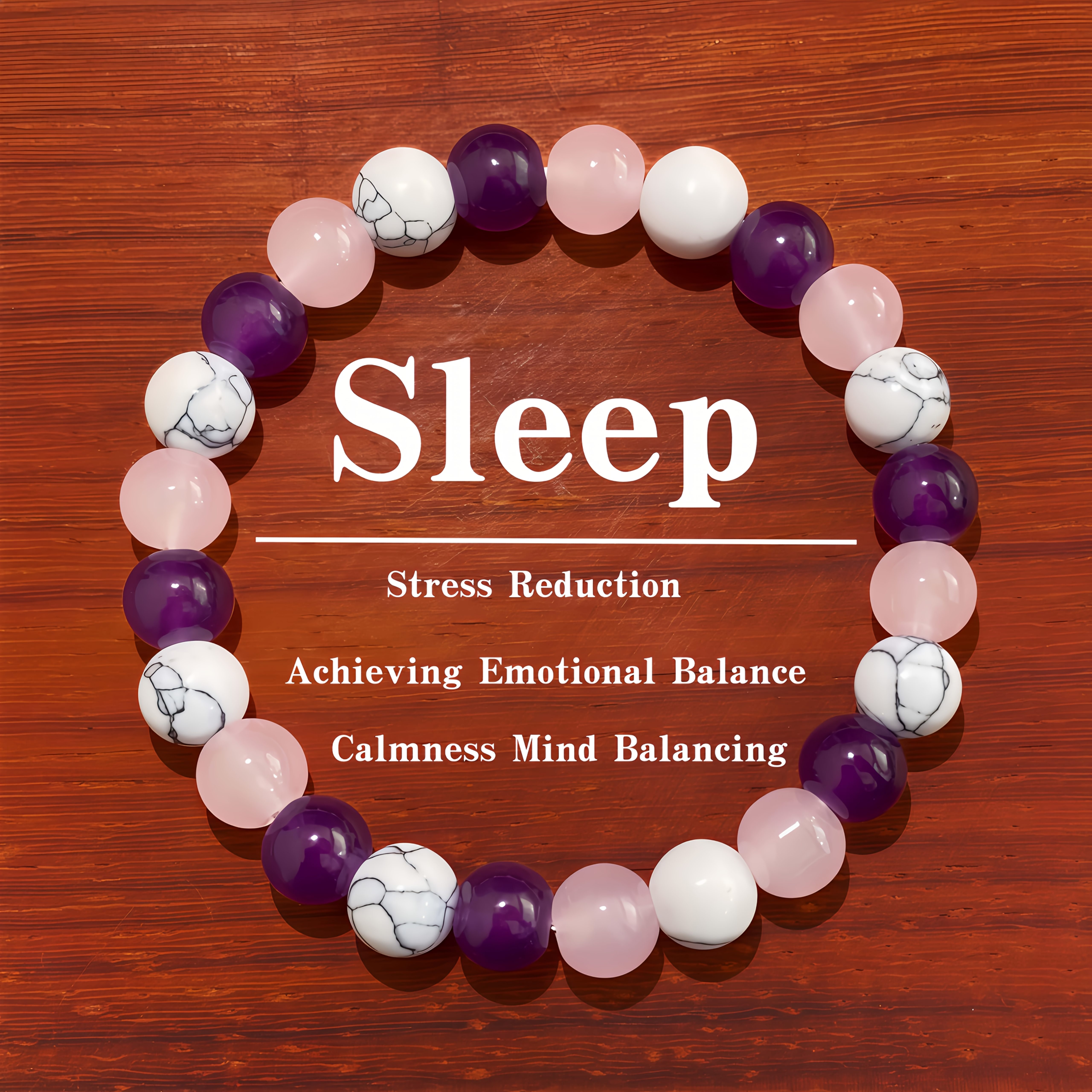 Amethyst & Rose Quartz "Sleep" Crystal Bracelet – Natural Stone Jewelry for Deep Rest - Image 2