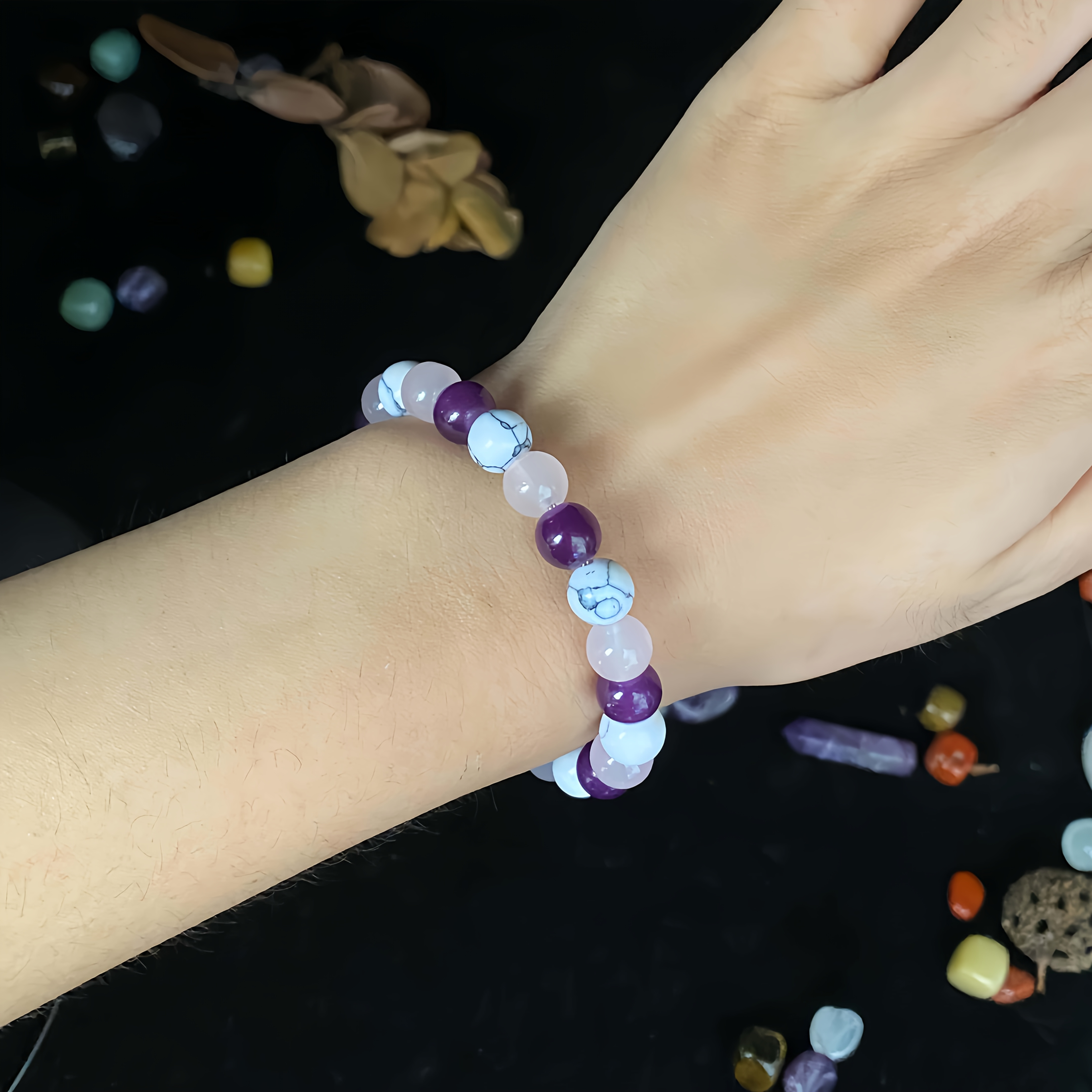Amethyst & Rose Quartz "Sleep" Crystal Bracelet – Natural Stone Jewelry for Deep Rest - Image 4
