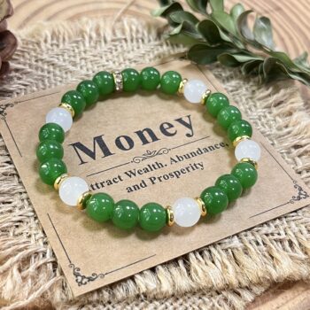 Bohemian Vintage Green "Money" Crystal Bracelet – Handcrafted Natural Stone Jewelry