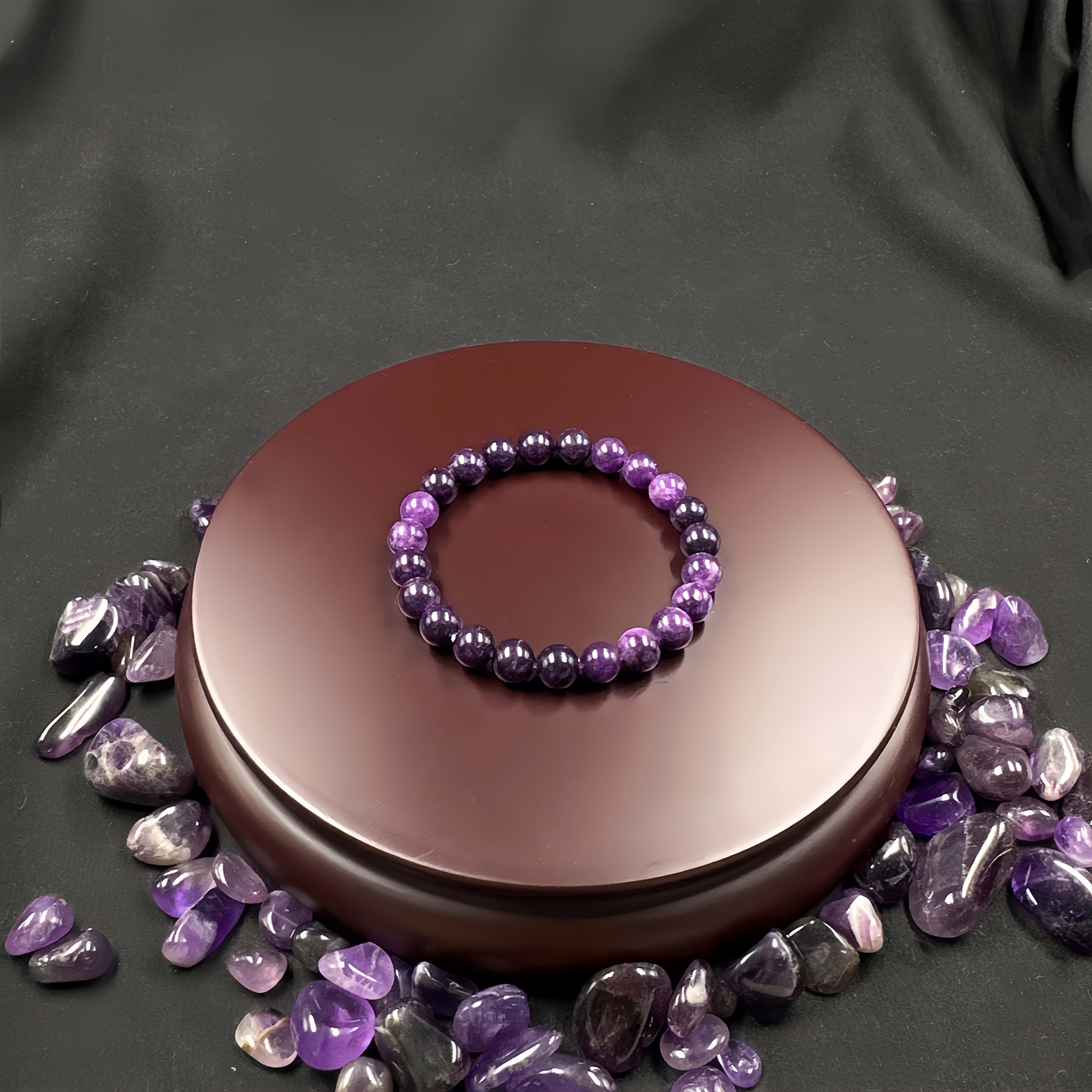 Natural Amethyst Beaded Bracelet | Handmade Healing Jewelry - Image 2