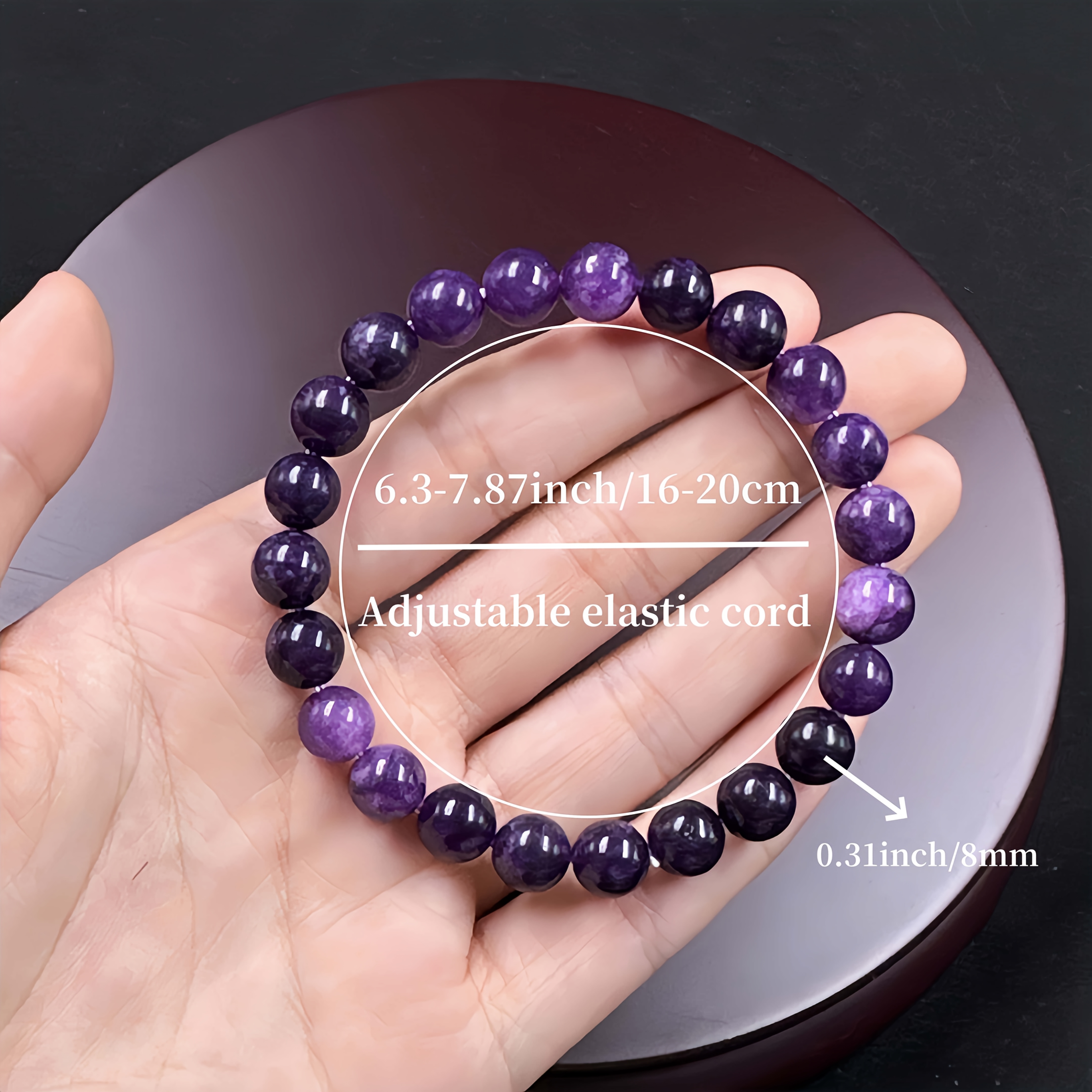Natural Amethyst Beaded Bracelet | Handmade Healing Jewelry - Image 6