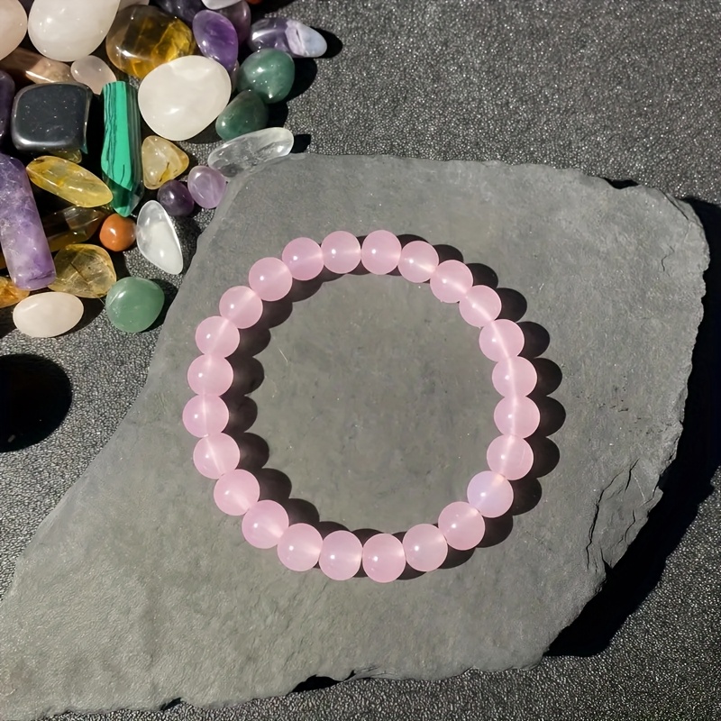 Natural Rose Quartz Heart Bracelet – Handmade Pink Crystal for Love & Luck - Image 4