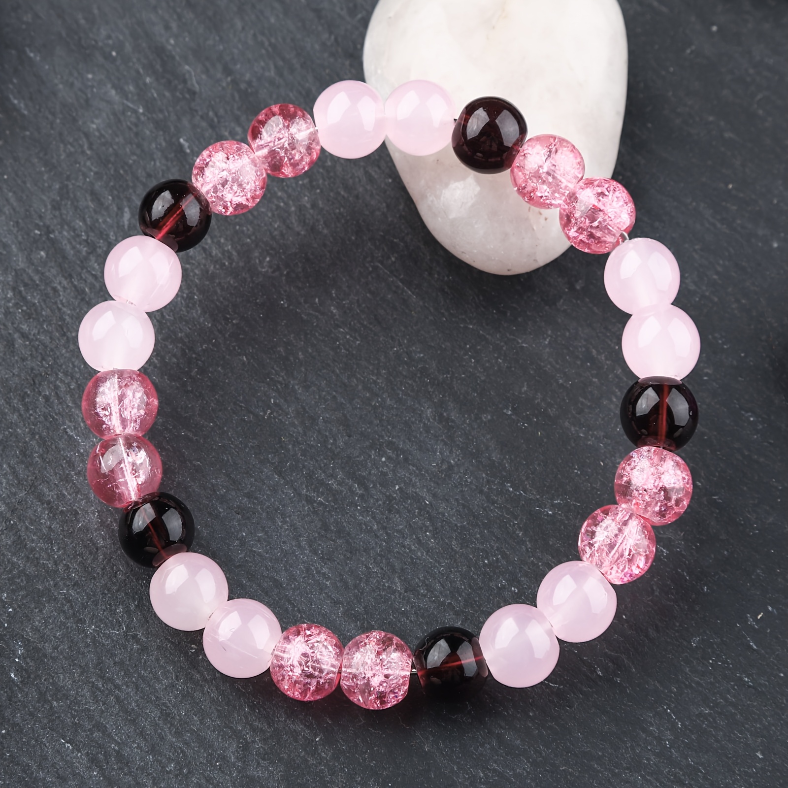 Rose Quartz & Red Jasper Bracelet – Natural Pink Heart Stone for Love & Good Luck - Image 3