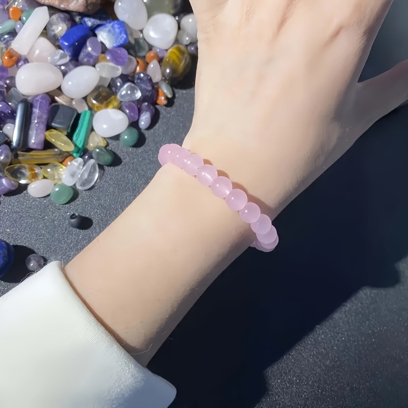 Natural Rose Quartz Heart Bracelet – Handmade Pink Crystal for Love & Luck - Image 6