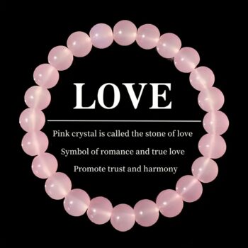 Natural Rose Quartz Heart Bracelet – Handmade Pink Crystal for Love & Luck