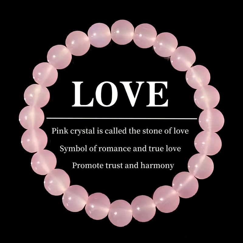 Natural Rose Quartz Heart Bracelet – Handmade Pink Crystal for Love & Luck