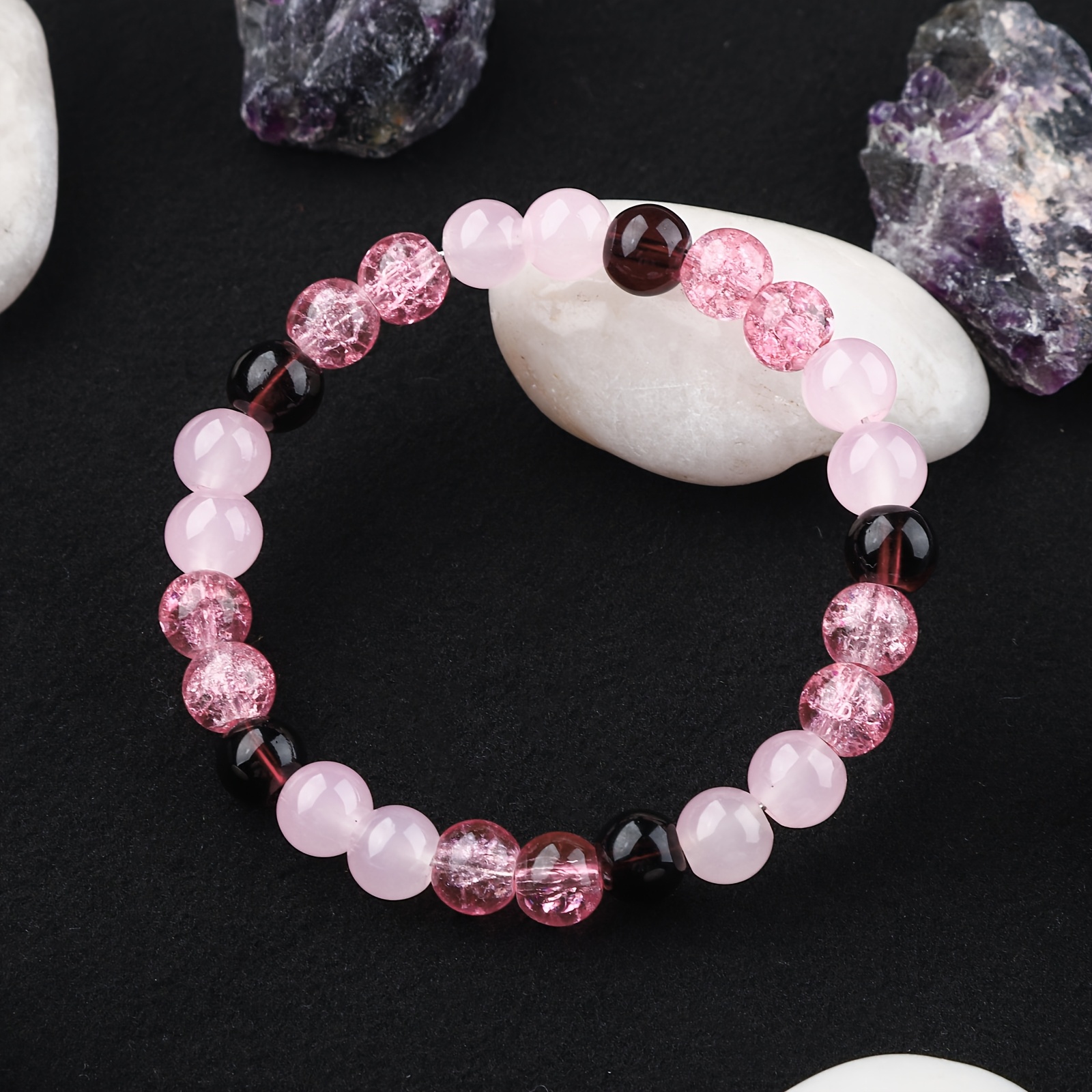 Rose Quartz & Red Jasper Bracelet – Natural Pink Heart Stone for Love & Good Luck - Image 2