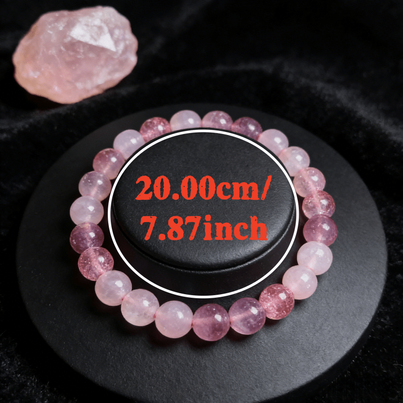 Heart Healing Crystal Bracelet – Pink Strawberry Quartz & Garnet Cat's Eye - Image 4