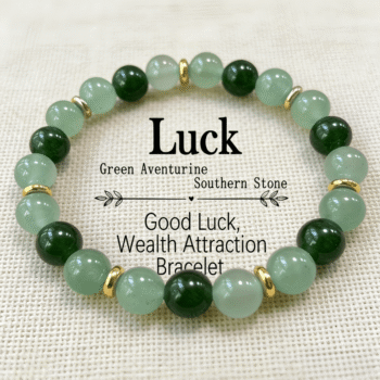 "Luck" Crystal Bracelet – Green Aventurine, Moonstone & Gold Accents