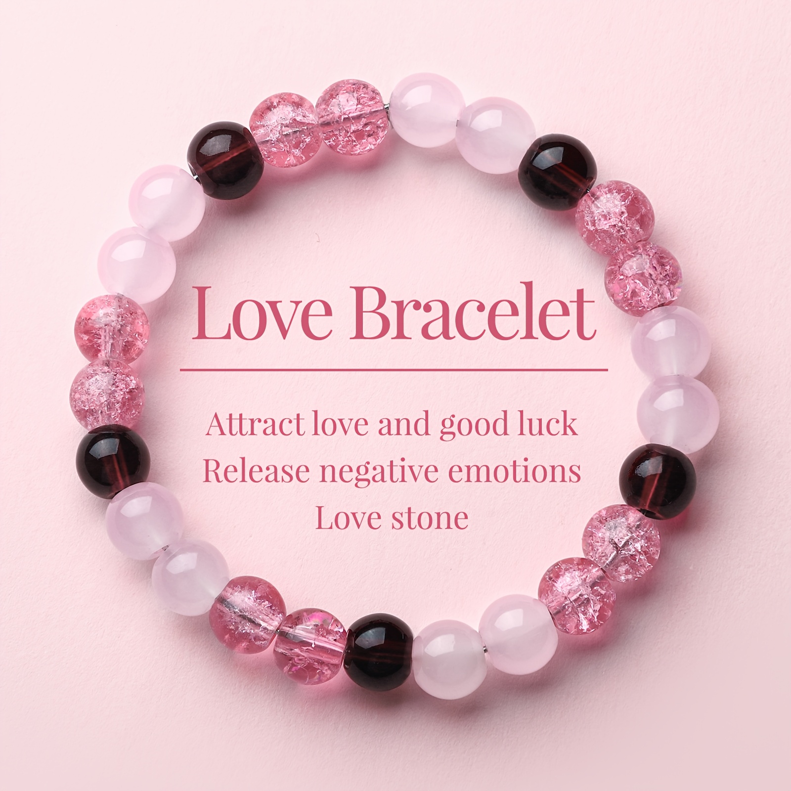 Rose Quartz & Red Jasper Bracelet – Natural Pink Heart Stone for Love & Good Luck
