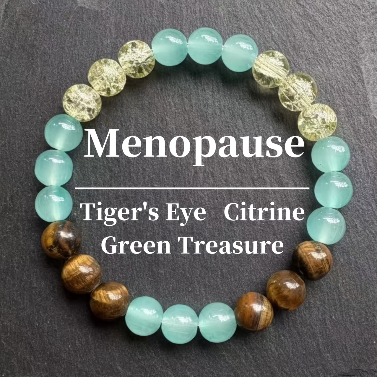 Natural Tiger's Eye and Green Treasure Beaded Crystal Bracelet