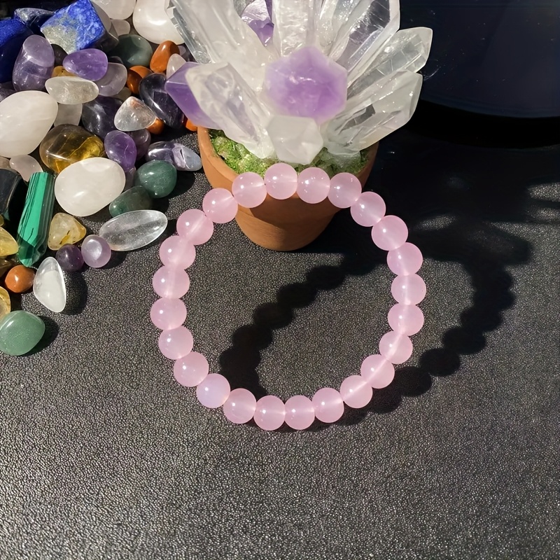 Natural Rose Quartz Heart Bracelet – Handmade Pink Crystal for Love & Luck - Image 2