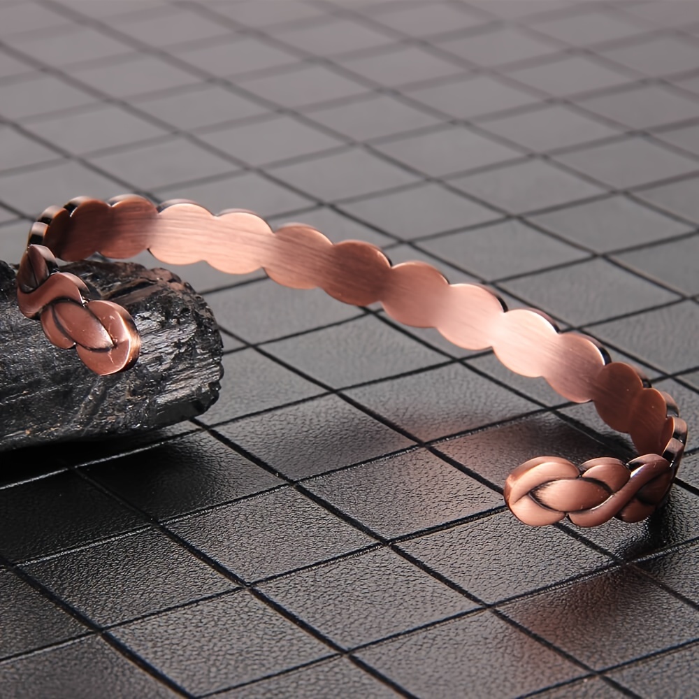 Adjustable Braided Copper Magnetic Bracelet – Pure Copper Woven Cuff for Women, Vintage Handmade Bracelet - Image 5