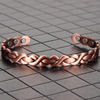 Adjustable Braided Copper Magnetic Bracelet – Pure Copper Woven Cuff for Women, Vintage Handmade Bracelet