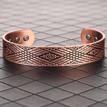 Men's Vintage Copper Magnetic Bracelet | Adjustable Geometric Copper Cuff