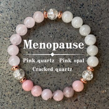 Natural Rose Quartz, Pink Opal & Crackle Quartz Bracelet for Women