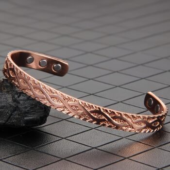 Elegant Braided Copper Magnetic Bracelet for Women – Adjustable Vintage Pure Copper Cuff Bangle