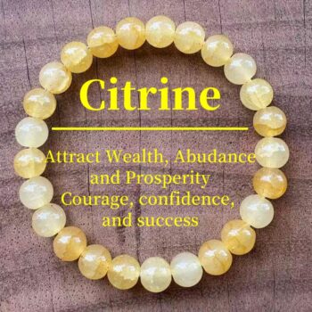 Natural Citrine Crystal Bead Bracelet for Women – Yellow Gemstone Stretch Bracelet for Prosperity & Confidence