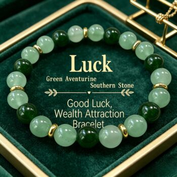 Natural Green Aventurine Crystal Bead Bracelet for Women – Lucky Gemstone Stretch Bracelet